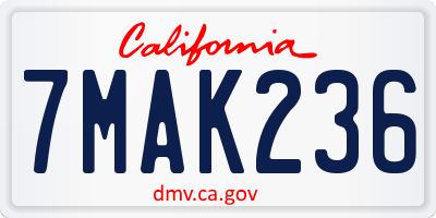 CA license plate 7MAK236