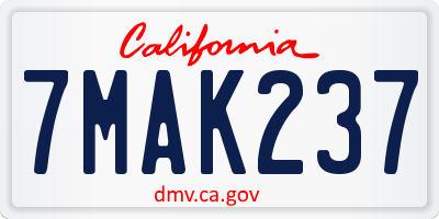 CA license plate 7MAK237