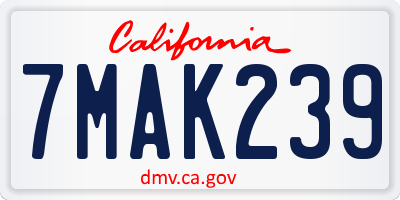 CA license plate 7MAK239