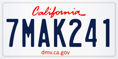 CA license plate 7MAK241