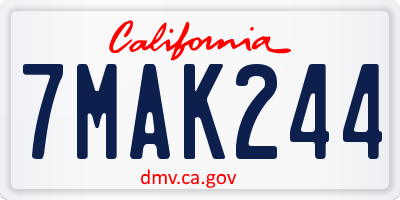 CA license plate 7MAK244