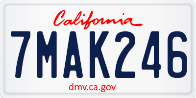 CA license plate 7MAK246