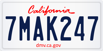 CA license plate 7MAK247