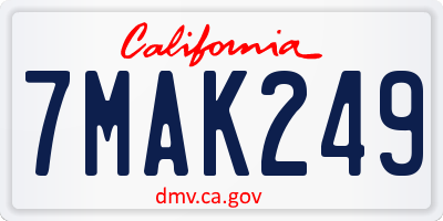 CA license plate 7MAK249