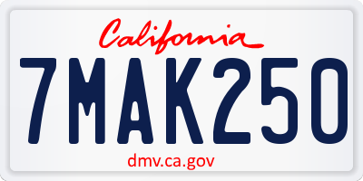 CA license plate 7MAK250