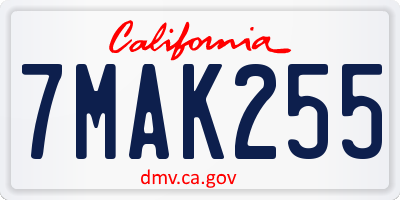 CA license plate 7MAK255