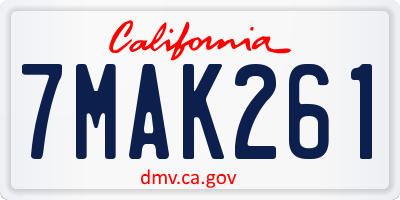 CA license plate 7MAK261