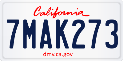 CA license plate 7MAK273