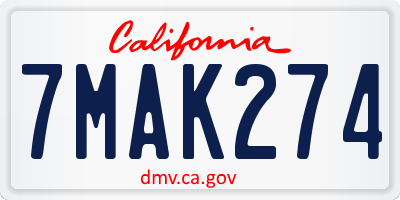 CA license plate 7MAK274