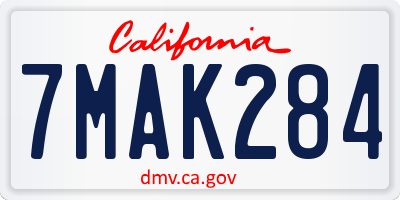 CA license plate 7MAK284