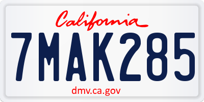 CA license plate 7MAK285