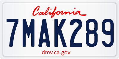 CA license plate 7MAK289