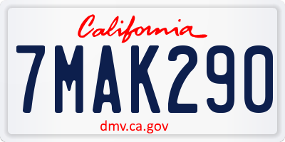 CA license plate 7MAK290