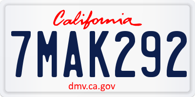 CA license plate 7MAK292