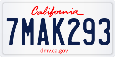 CA license plate 7MAK293