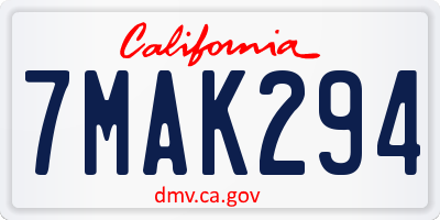 CA license plate 7MAK294
