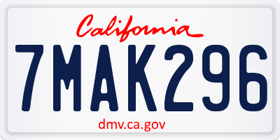 CA license plate 7MAK296