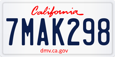 CA license plate 7MAK298