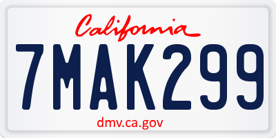 CA license plate 7MAK299