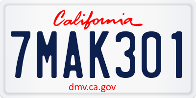 CA license plate 7MAK301