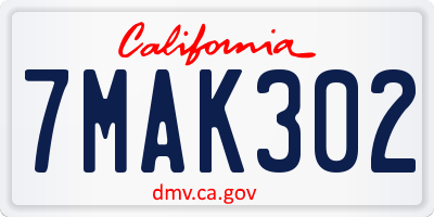 CA license plate 7MAK302