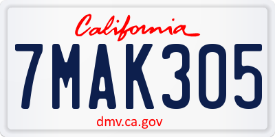 CA license plate 7MAK305