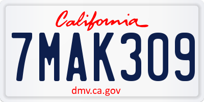 CA license plate 7MAK309
