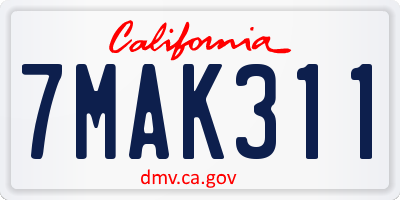 CA license plate 7MAK311