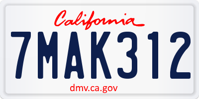 CA license plate 7MAK312