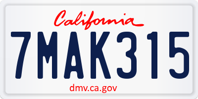 CA license plate 7MAK315