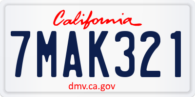 CA license plate 7MAK321
