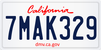 CA license plate 7MAK329