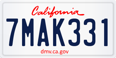 CA license plate 7MAK331