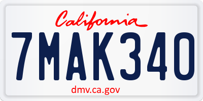CA license plate 7MAK340