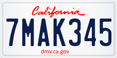 CA license plate 7MAK345