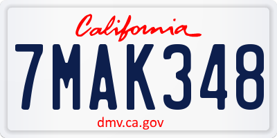 CA license plate 7MAK348