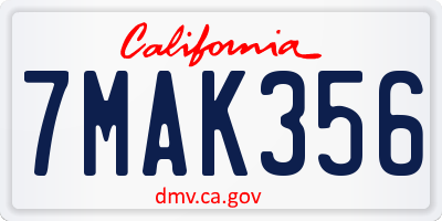 CA license plate 7MAK356