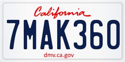 CA license plate 7MAK360