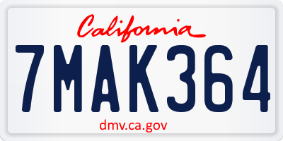 CA license plate 7MAK364