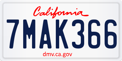 CA license plate 7MAK366
