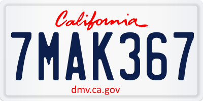 CA license plate 7MAK367