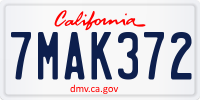 CA license plate 7MAK372