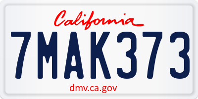 CA license plate 7MAK373