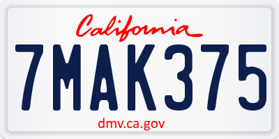 CA license plate 7MAK375