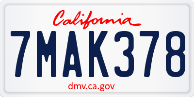 CA license plate 7MAK378