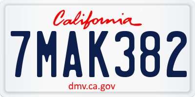 CA license plate 7MAK382