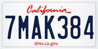 CA license plate 7MAK384