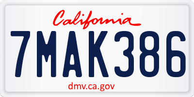 CA license plate 7MAK386