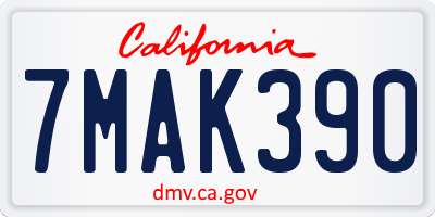 CA license plate 7MAK390