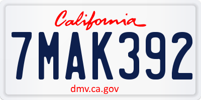 CA license plate 7MAK392